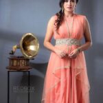 Anjana Rangan Instagram - Peach drape dress from @huesbyanjanaandjeeva Photography : @redboxphotography MUA : @kalaiartistry Hair: @akila_hairstylist
