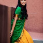 Anukreethy Vas Instagram - Got that desi feeling ❤️ . PC @ajay_shadowsphotography 📸 Outfit @archana.karthick 👗 Muah @sangeethamakeoverartistry 💄 Jewellery @fineshinejewels 💍 . #traditional #southindiansaree #tamil #halfsaree #anukeerthyvas @timestalent @missindiaorg Chennai, India