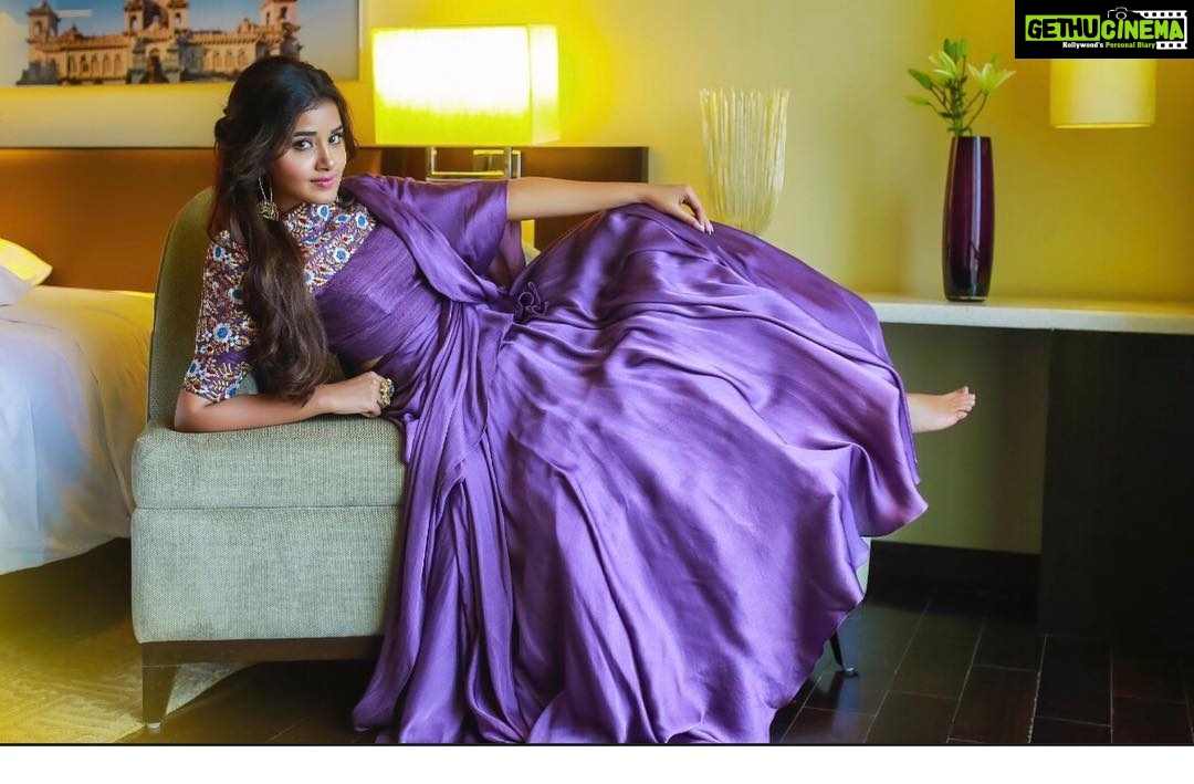 Anupama Parameswaran Instagram - Lavender 💋 Styling by @lavanyabathina  Dress courtesy by @karthikandniharika Jewellery by @_missphia PC by  @chandra_shekar_chandoo Makeup @shelarpravin99 Hairstyle @koli_sarika7313  Thanks and love to my 3M family ...