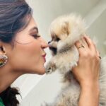 Athulya Ravi Instagram - Happiness depends upon ourselves 😍 my happiness @brucetheboss21 ❤️ ! #teacuppuppies Jwelry @ethereal_jewellery_