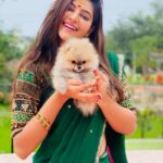Athulya Ravi Instagram - Introducing my new world on this special day #valentinesday ! The love for my new puppy is fur real ! Here is #bruce #teacup #teacuppuppies #myvalentine❤️ Little pup,big world 💃 Half saree @_nethiri_ !
