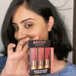 Bhanushree Mehra Instagram - Currently obsessing over this multitasking lipstick trio from @ibacosmetics These lipsticks are super smooth and long lasting and each lipstick has a different purpose. - Mocha shot for contour - Apricot blush as blush - Truffle candy as lipstick Create your own individualistic makeup look with these trios that comes in three variants. 1) Nude attack 2) Party edit 3) Peach sorbet Be your own type ❤️ #byot #ibacosmetics #newlaunch #lipsticktrio #multitasking #halalcosmetics #lipstick #contourwithlipstick #blush #makeuplovers #lessismore #bhanushreemehra