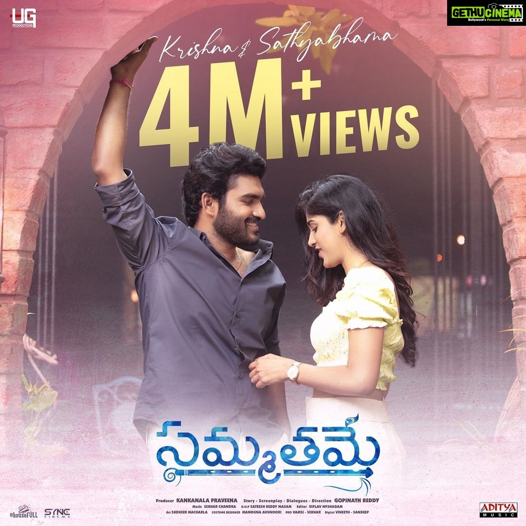 Chandini Chowdary Instagram - Thank you for the 4 million+ love for our Krishna and Sathyabhama track. #sammathame ♥️