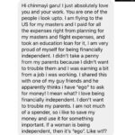 Chinmayi Instagram - Why is it ego when we dont even ask the men for money? 😂😂 People and their insecurities!