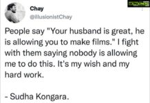 Chinmayi Instagram - To all the wives of filmmakers, actors, musicians, creators, lawyers, doctors, politicians - you are all great. You are allowing your husband to work 😉