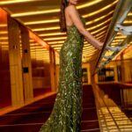 Daisy Shah Instagram - Wildflower by heart, wildstar to the eyes. 💚 . . . Outfit: @theohailakhanofficial Jewels: @ruanijewellerycollective Stylist: @trishadjani MUH: @abeeha_mamoon Shot by: @ehtasham_saeed @mohammadrihab_ . . . #filmfareachieversnight #livelovelaugh