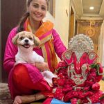 Daisy Shah Instagram – My baccha’s 1st ever Ganpati celebration. 
Knowing how naughty n mischievous @theoshahofficial can get… I must say he was a good boy! 
.
.
.
#daisyshah #theoshahofficial #ganeshutsav #livelovelaugh