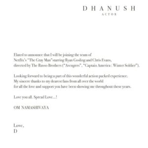 Dhanush Instagram - Om Namashivaya 🙏🙏🙏