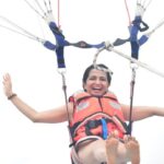 Dhivyadharshini Instagram - First time in Andaman waters ❤️romba bayanden for my knees but those boys took care of me so well… they love their job and it is to make our trip memorable … superb planning @gtholidays, u guys were a rock 👍 post COVID Andaman tourism is slowly coming back to normalcy ps : so equal to foreign countries in safety and feel Pics coming soon #ddneelakandan #ddreels #tourismandaman #watersports #parasailing #travel #travelvideos #gtholidays @tourism_of_andaman