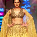 Dia Mirza Instagram – Show stopper stories! #IAm #IndiaFashionWeek @ruceru.kolkata @thefdci #IndianBride #SunshineLehenga Delhi, India