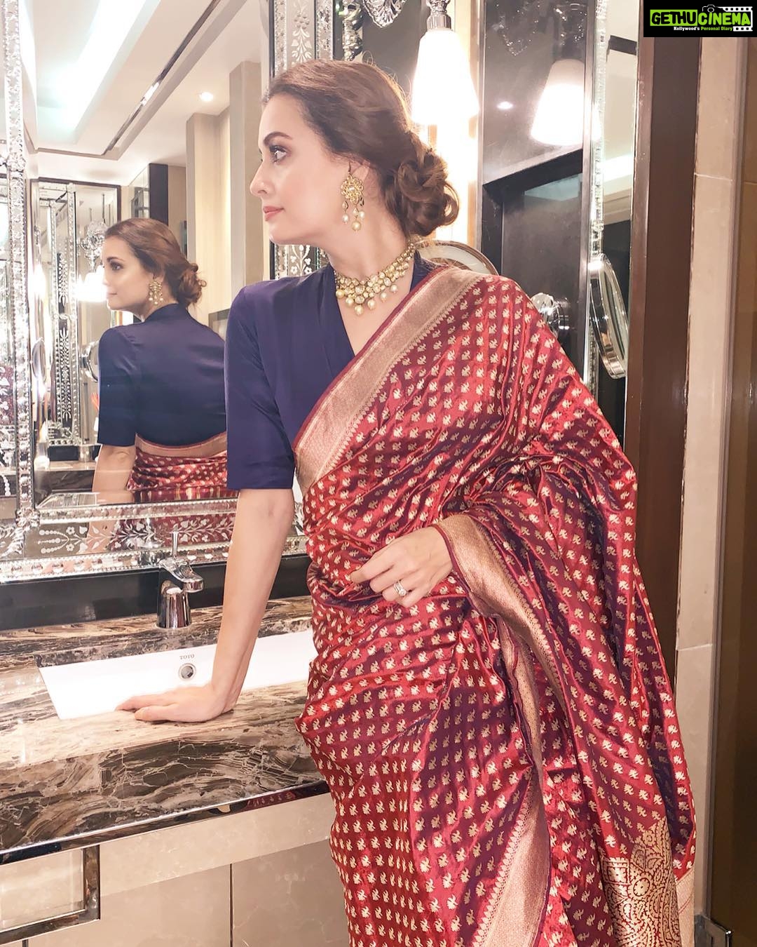 Dia Mirza Instagram - Mamma I love your sarees! Wearing your saree today reminded me of all the times I would wear one of your sarees as a little girl and play teacher teacher at home :) Styled by @theiatekchandaney Assisted by @jia.chauhan Jewellery by @mahesh_notandass MUH by @shraddhamishra8 Managed by @exceedentertainment @jainisha_shah #MadeInIndia #Vintage #Handloom #Benarasi #Saree #OOTD #JapanSurprises Mumbai, Maharashtra
