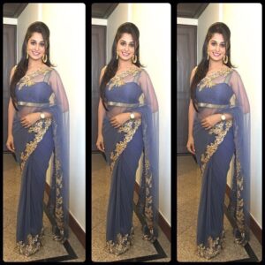 Dipika Kakar Instagram - At an event in Delhi for #joyhoneyandalmondlotion promotion. Styled by @nida248 wearing a @cherrynairstudio sarree. 😊.