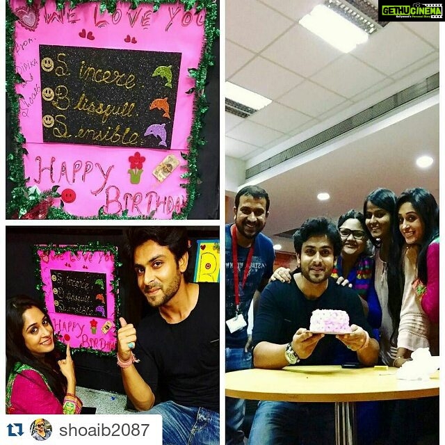 Dipika Kakar Instagram - Yesss it was amazinggggggg #Repost @shoaib2087 with @repostapp γ»γ»γ» At abp news office to be a part of saas Bahu saazish's 11th birthday celebration !!! Some creativity from our side to convey our wishes to them π had an amazing time...