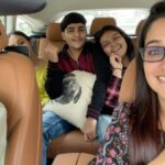 Dipika Kakar Instagram - Party Mood Begins!!!! Having Fun On The way with My #bachaparty Sara Riza & Rehan ❤️