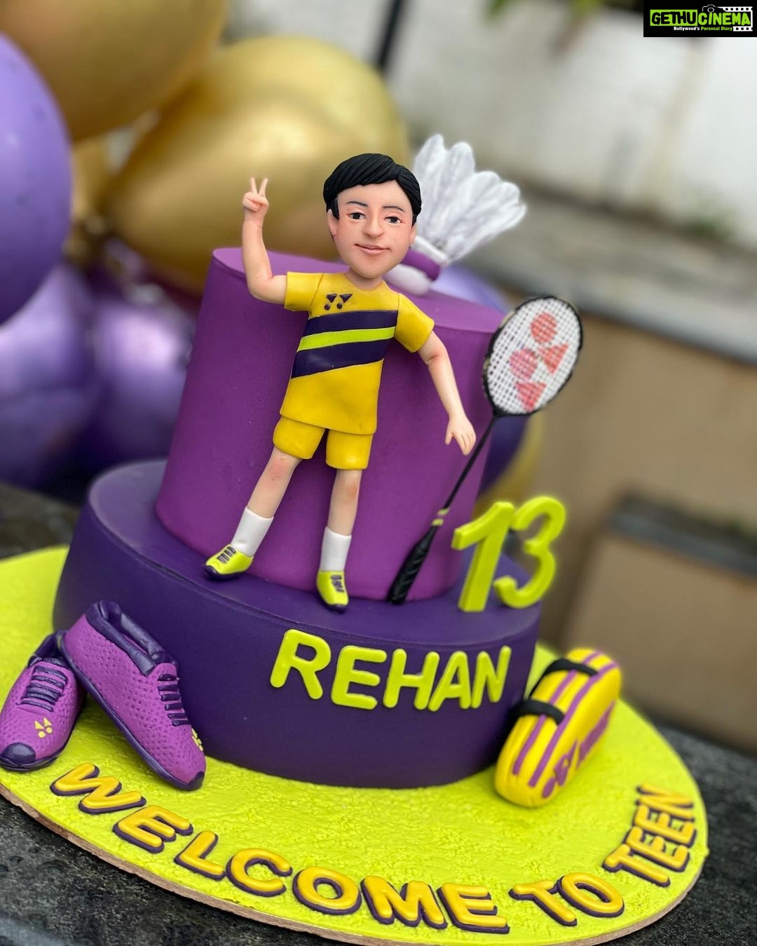 Dipika Kakar Instagram - And the birthday boy with his #birthdaycake that reflects his passion & love for Badminton!!! Again Thank You So Much @dcakecreations Rinku ❤️ for baking & designing & conceptualizing this Cake for Rehan… It made his Birthday Extra special…. We dream it you bake it with all the love ❤️