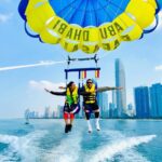 Divyanka Tripathi Instagram - This was a luxuriously seated adventure! Great beginning to whatever was coming next! 😍 Thank you VIV 😘 #DivekTravel #DivyankaTripathiDahiya #VivekDahiya #Travel Abu Dhabi Parasail