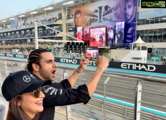 Divyanka Tripathi Instagram - Truly an unforgettable experience. Now I know why F1 racing is loved so much! I feel like saying "mumma I want to be a car racer when I grow up!" Definitely wanted to be behind the wheel!😍 #DivekTravel #DivyankaTripathiDahiya #VivekDahiya #Travel Yas Marina Circuit