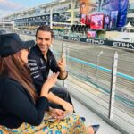 Divyanka Tripathi Instagram - Truly an unforgettable experience. Now I know why F1 racing is loved so much! I feel like saying "mumma I want to be a car racer when I grow up!" Definitely wanted to be behind the wheel!😍 #DivekTravel #DivyankaTripathiDahiya #VivekDahiya #Travel Yas Marina Circuit