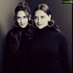 Esha Deol Instagram - Sister act 😍😍with @a_tribe #behindthescenes from our shoot for @zarjewelsofficial photography @kevin.nunes.photography #makeup @_narendrajadhav_ #hair Jaya ♥️🧿 #sisters #hoops #gratitude 🙏🏼