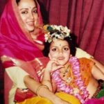 Esha Deol Instagram – 😄 now that’s me !!! back in the day my mum would dress me up as baby Krishan on the occasion of janmashtami … & today as we celebrate this occasion I follow the same tradition with my kids too ! #happyjanmashtami to all of you ….. & all parents enjoy dressing up your kids too as baby Krishna & Radha 😊 ♥️🙏🏼