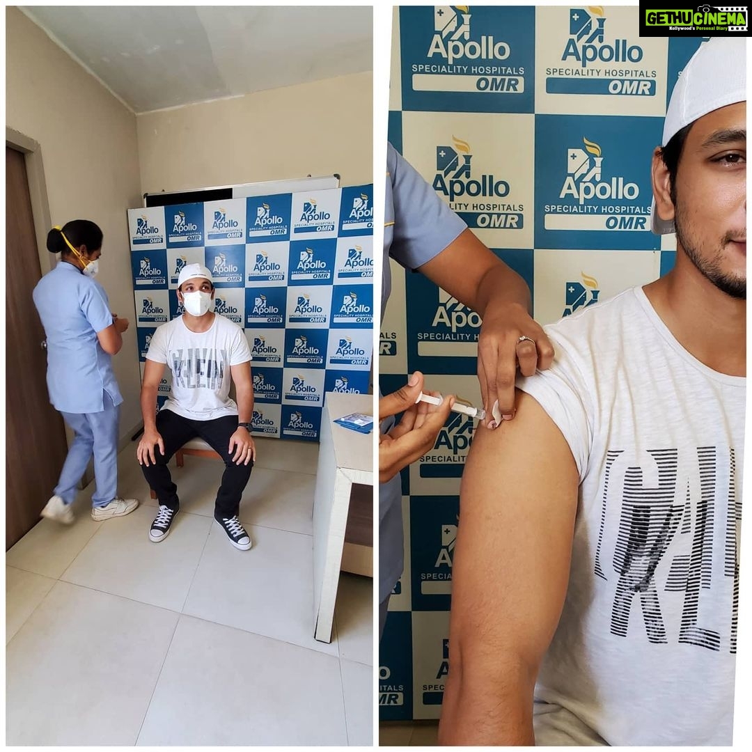 Gautham Karthik Instagram - Got myself vaccinated today. It is our responsibility to get ourselves vaccinated to keep us and others safe. Thank you to the medical staff at @theapollohospitals for making sure all my doubts were cleared and my fears were put to rest. @dr.karthikakarthik , Faisal, Ravi and Parimala. Thank you all once again! ππ»ππ»ππ» Apollo Speciality Hospital Perungudi OMR