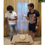 Gautham Karthik Instagram - Was feeling bad I couldn't be there in person for your birthday, but super happy you gave me a surprise visit! Happy belated Birthday @vinothdaskood 🤗🤗🤗 #brosforlife