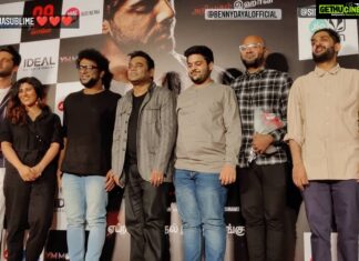 Haricharan Instagram - Yesterday at the Audio Launch of #99Songs Tamil at Sathyam PVR Chennai. Happy Bunch! Hope you have heard the Jukebox on YouTube. I have recorded a beautiful song called #Neeillanaanum Was so excited to see @arrahman sir adorn a new role as a Producer, StoryWriter and a composer. He was being the Host yesterday and showcased his dear product to his Friends, fans, Family and the Press. There s so much intent, detail and Conviction in this Movie and the Soundtrack. I am sure you will Enjoy it. Was so happy to meet the extended Relentless Team of 99 Songs. Caught up for Coffee after so Frikking Long. #99SongsTamil #Arrahman #tamil Sathyam Cinemas