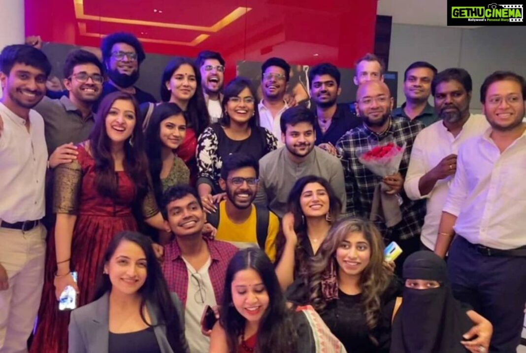 Haricharan Instagram - Yesterday at the Audio Launch of #99Songs Tamil at Sathyam PVR Chennai. Happy Bunch! Hope you have heard the Jukebox on YouTube. I have recorded a beautiful song called #Neeillanaanum Was so excited to see @arrahman sir adorn a new role as a Producer, StoryWriter and a composer. He was being the Host yesterday and showcased his dear product to his Friends, fans, Family and the Press. There s so much intent, detail and Conviction in this Movie and the Soundtrack. I am sure you will Enjoy it. Was so happy to meet the extended Relentless Team of 99 Songs. Caught up for Coffee after so Frikking Long. #99SongsTamil #Arrahman #tamil Sathyam Cinemas