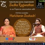 Haricharan Instagram - Absolutely Stoked to interact with THE @sudha_ragunathan today at 6 pm. Such an Honour ❤️ Watch it Live in her Socials. 6 pm Today