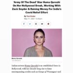 Huma Qureshi Instagram - Thanks @deadline for this lovely chat ... @tom.grater All things #ArmyOfTheDead #ZackSnyder #BreathofLife @savethechildren_india #geeta #profile #interview #deadline @netflix @netflix_in #netflix