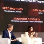 Huma Qureshi Instagram – In conversation… where I ask #ReedHastings about HIS favourite Netflix shows , working on Leila, working in the US on #ArmyOfTheDead and freedom from Friday release blues … @netflix @netflix_in #ZackSnyder #films #series #boxoffice #disruptor #humaqureshi #Leila @srishtibehlarya