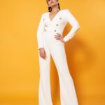 Huma Qureshi Instagram - Stand Tall ! Especially if your wearing @balmain 😜 Styled by @mohitrai Makeup @ajayvrao721 Hair @makeupbytwinkledhariya Earings @flowerchildbyshaheenabbas Photo by @tina_motwani Assisted by @harshitadaga01 #sassybutclassy #white #jumpsuit #sleek #sharp #fashion