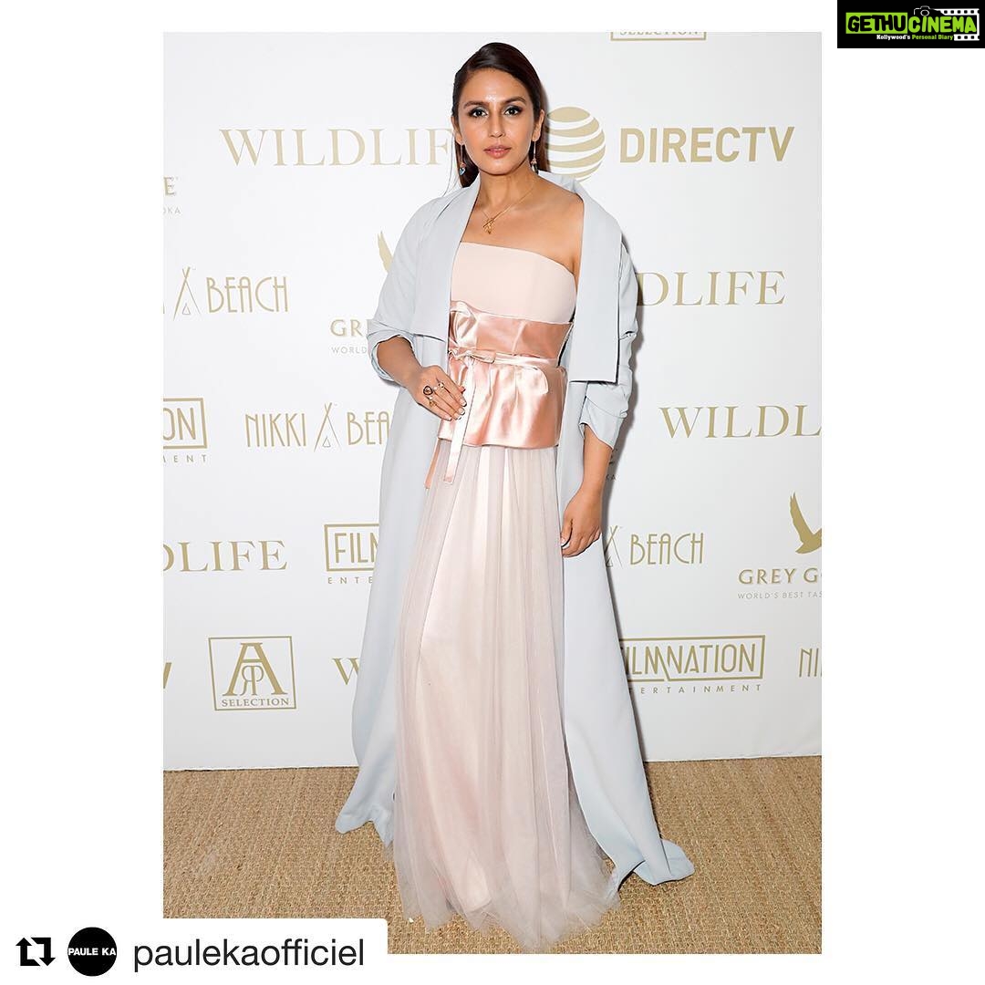 Huma Qureshi Instagram - Thank you dearest @paulekaofficiel for always making me look good ❤ Repost @paulekaofficiel with @get_repost ・・・ #PaulekaGirls @iamhumaq wearing a #Pauleka gown at the #WildLife after party #Cannes. @mohitrai @manjarisinghofficial @greygooseindia #pauleka #paris #cannesfilmfestival #night #evening #glam #peaches #gown #blackcarpet