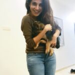 Iswarya Menon Instagram – Happiness is a warm puppy 😍 #happinessispettingadog  #dogloverforlife 💫❤️