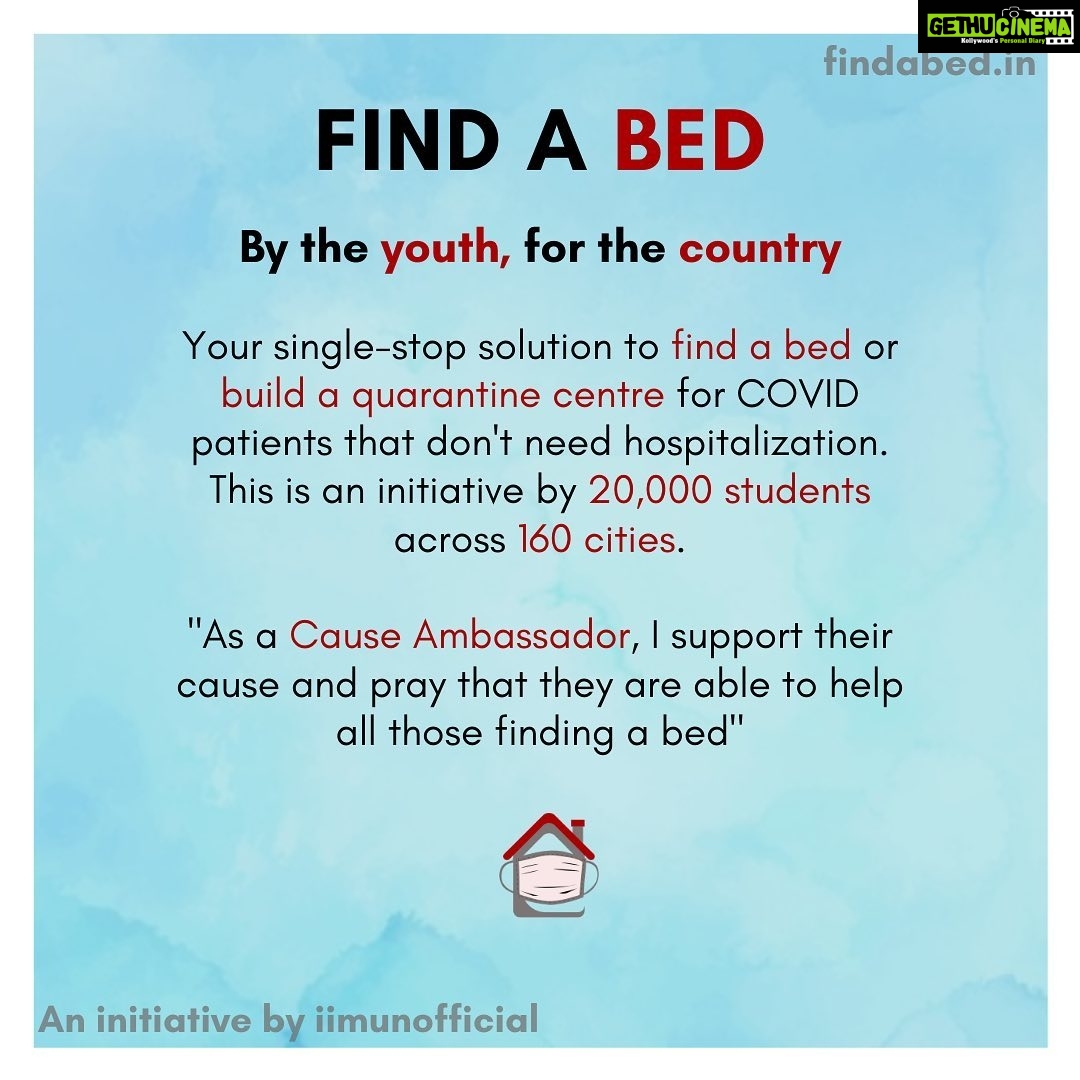 Jackky Bhagnani Instagram - Together we can! This too shall pass 😇 Was delighted to learn about this initiative which is the country’s first information repository on beds. You can find your nearest COVID centre and also help build one! Glad to do my bit as a Cause Ambassador for an initiative that is by the youth, for the country! Share and spread the word. @findabed_in @iimunofficial