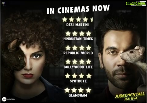 Kangana Ranaut Instagram - Judgementall Hai Kya is being praised and loved by people all across! Go watch it now!! . . . #Repost @balajimotionpictures ・・・ The media has showered us with stars! Are you going to watch #JudgeMentallHaiKya in theatres? @team_kangana_ranaut @rajkummar_rao @ektaravikapoor @shobha9168 @ruchikaakapoor @shaaileshrsingh @prakashkovelamudi @kanika.d @ZeeMusicCompany @Karmamediaent @Zeestudiosint #TrustNoOne