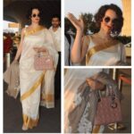 Kangana Ranaut Instagram - Let’s all pledge our support to the artists of the handloom industry, the weavers who create marvellous Handlooms. They contribute a lot to the National Pride. Come together and celebrate the #NationalHandloomDay by pledging our support to them. Here, #KanganaRanaut is wearing an authentic Maheshwari Saree for her trip to Masheshwaram.