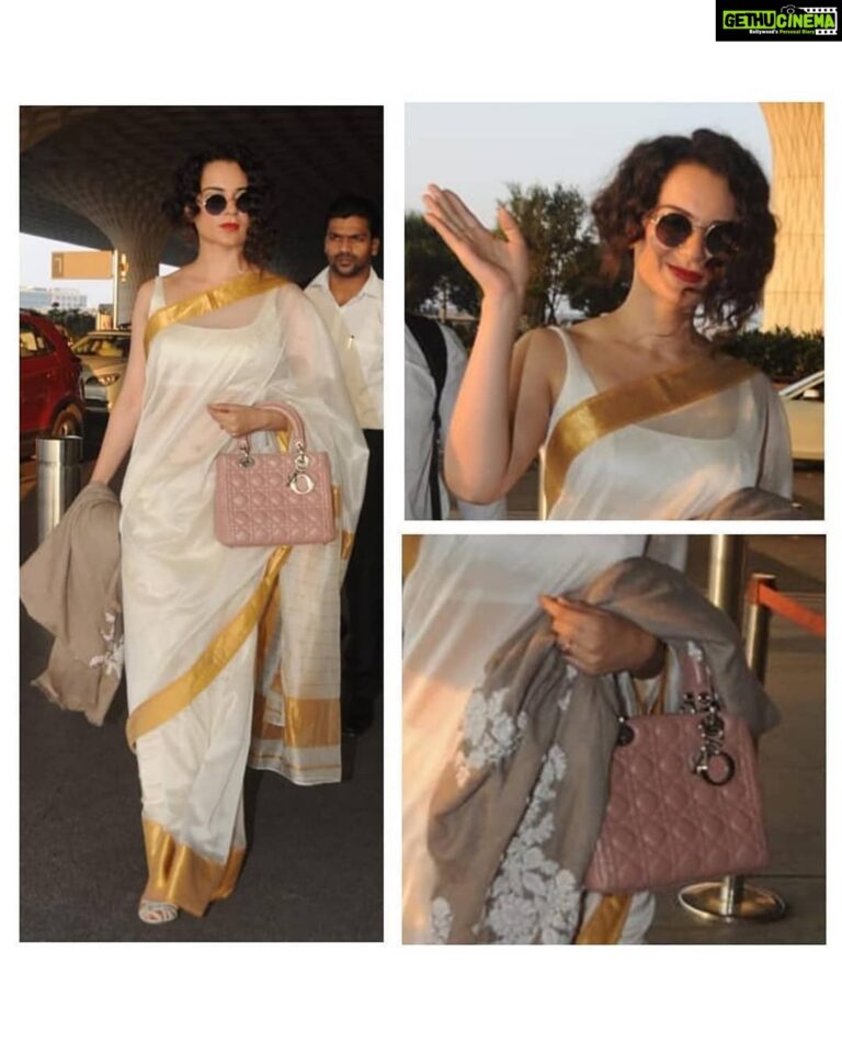 Kangana Ranaut Instagram - Let’s all pledge our support to the artists of the handloom industry, the weavers who create marvellous Handlooms. They contribute a lot to the National Pride. Come together and celebrate the #NationalHandloomDay by pledging our support to them. Here, #KanganaRanaut is wearing an authentic Maheshwari Saree for her trip to Masheshwaram.