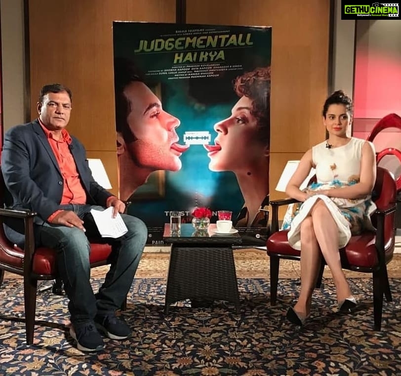 Kangana Ranaut Instagram - Round 2 / Day 2: Interview with @abpnewstv during the Delhi Promotional Tour of #JudgementallHaiKya. . . . Pictures in the new look coming out soon!