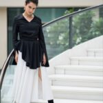 Kangana Ranaut Instagram - The spirit of Kangana shines in this monochrome look. . . . Outfit - @leoandlin Earrings - @studio.metallurgy Shoes - @kurtgeiger Hair - @hairbyhaseena Make up - @albertchettiar Styling: @stylebyami @mala_agnani @shnoy09 Photographer - @arorachinmay, @thecinemadreamer #JudgementallHaiKya The Oberoi, New Delhi