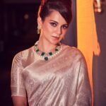 Kangana Ranaut Instagram - This weave and emerald jewellery I got specially customised for my fourth national award ceremony but that got delayed because of covid …. I couldn’t wait any longer to wear these beauties how do I look ? #thalaivii