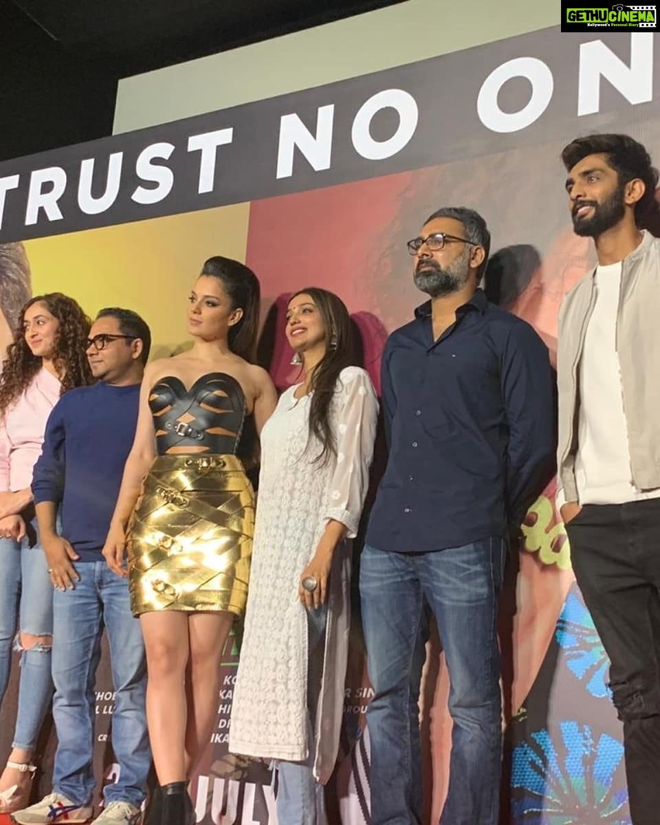 Kangana Ranaut Instagram - #Queen Kangana Ranaut shining bright in all her glory at the trailer launch of #JudgementallHaiKya in her @marinahoermanseder dress. #TrustNoOne #JudgementallHaiKyaOn26thJuly #JudgementallHaiKyaTrailer