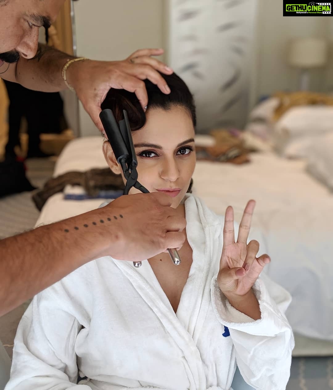 Kangana Ranaut Instagram - First day, first look. The calm before the storm! 👄👄👄 . . . . #LiveVictoriously #Greygooselife #KanganaAtCannes #Queenatcannes #Cannes2019
