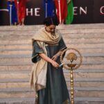 Kangana Ranaut Instagram - Her beauty has a language of her own. #KanganaRanaut at the #Bharatyerehnachahiye song launch from @Manikarnikafilm #Manikarnika Necklace - Mam's on Antique Dress - @GoodEarthIndia Vintage cashier shawl @goodearthindia Mojari - @FizzyGoblet Hair - @shaikhhaseena33 Make Up - @albert_chettiar