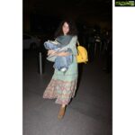 Kangana Ranaut Instagram - She struts some ethnic swagger! Dress- @myglobaldesi Boots - @jimmychoo Scarf- @zadigetvoltaire Denim Jacket- @Gucci Bag- @zara #ManikarnikaPromotions #AirportDiaries #Ootd #ethnic
