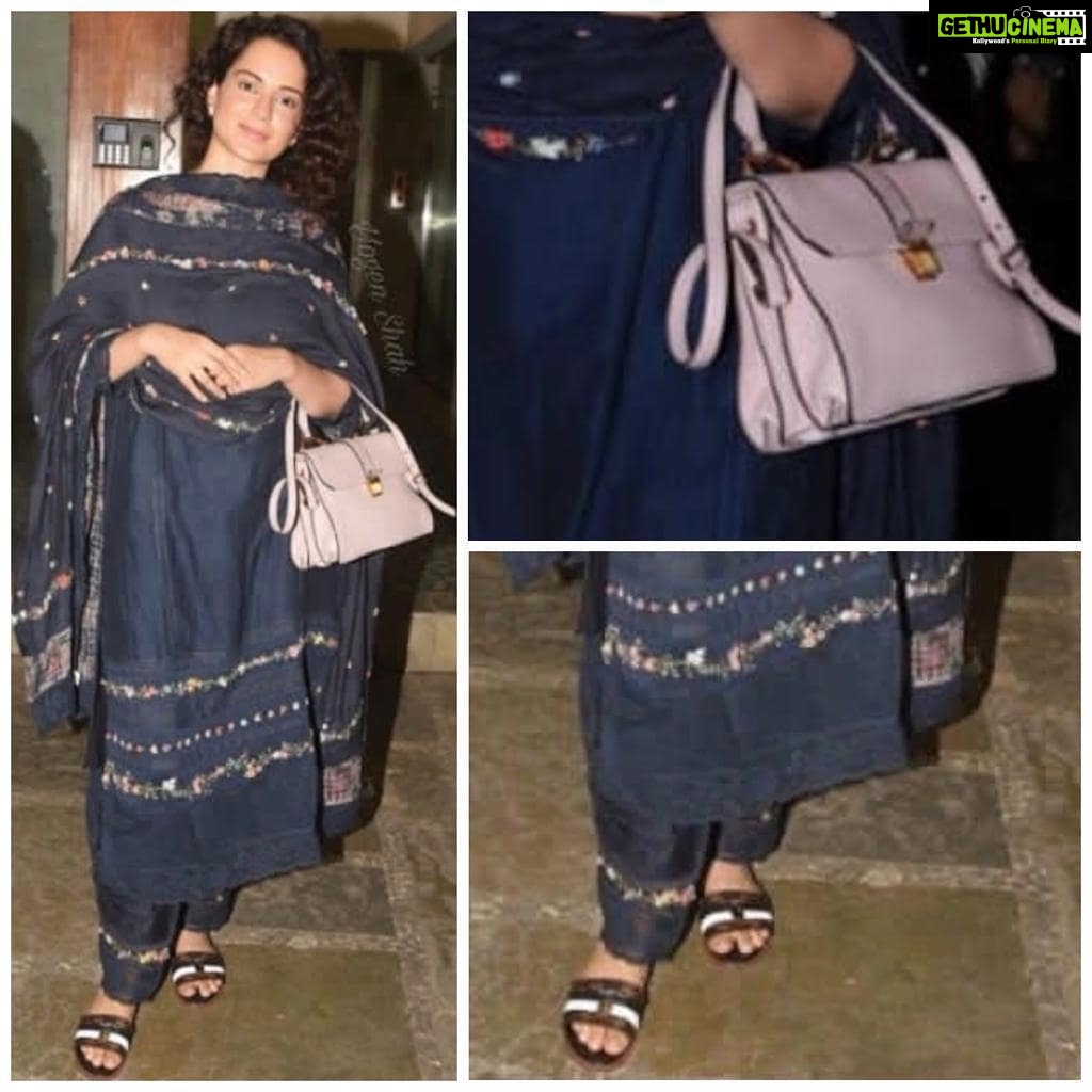 Kangana Ranaut Instagram - Style icon #KanganaRanaut looks gorgeous in an ethnic dress by @ilovepero Flats : @louisvuitton Bag: @miumiu . . . . #fashion #bollywood #actor #manikarnika #style #picoftheday #instagood #instapic #ootd #indianfashion #louisvuitton #miumiu