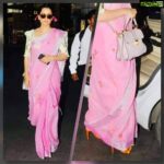 Kangana Ranaut Instagram – #KanganaRanaut in a Custom weave by @madhurya_creations #stylebyamiXmadhurya this is the first sari from the #thepowersari collection. Today real power is soft power. So the cupcakes and words that embody Kangana embroidered on the sari make this the new power look and who better than Kangana Ranaut to sport this!
Shoes 👢&Bag👜 : @miumiu 
Shades 🕶️: @tomford 
Stylist: @stylebyami
#powergirl @team_kangana_ranaut #realpower #feminepower #power=female #girlpower proceeds of the sale of this sari goes towards educating the girl child 💞