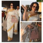 Kangana Ranaut Instagram - Outfit : Maheshwari Sari from her recent visit to Maheswaram , weavers: @rehwasociety Cashmere embroidered shawl Shoes- @gucci Bag- @dior #ladydior #IndianHandicrafts #SariFashion #OOTD #SariLove #maheshwarisaree