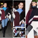 Kangana Ranaut Instagram - The Queen is back. #KanganaRanaut looks rejuvenated as she comes back from her vacation. Spotted on the airport wearing Poncho : GRAPHIC LV JACQUARD ZIPPED CAPE Blouse: LV Wool & Silk Turtleneck Shoes: Silhoutte High Boots from LV Bag: Hermes Gris Asphalte Togo Birkin @LouisVuitton @Hermes #AirportDiaries #Airportlook #Airportfashion Mumbai CST International Terminal