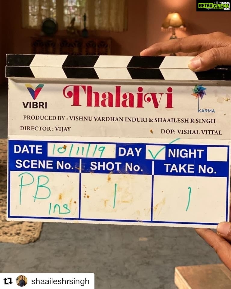 Kangana Ranaut Instagram - #Repost @shaaileshrsingh ・・・ Commencing on a beautiful journey of #Thalaivi #lights #camera #action @vishnuinduri @brindaprasad @team_kangana_ranaut #dirvijay @neeta_lulla @gvprakash @karmamediaent @baba_yaga_11 @sanchitbalhara @autonomousfx2005
